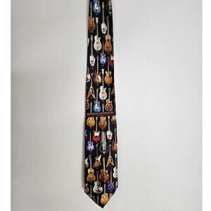 MUSEUM ARTIFACTS MEN HANDMADE ALL SILK TIE CLASSIC GUITARS 1910-1996